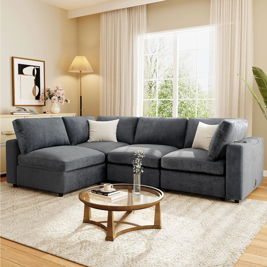Smart Modular Sectional Sofa with USB, Storage & Bluetooth