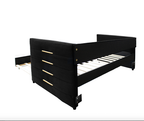 Twin Black Velvet Daybed with Trundle & Gold Accents