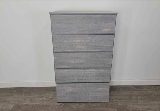 Modern Light Charcoal Grey 5-Drawer Handle-Free Chest