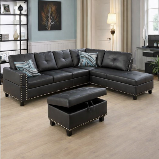 The Hudson Black Sectional