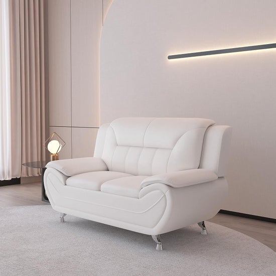 Venecia Faux Leather Living Room Set- White