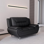 Venecia Faux Leather Living Room Set- Black
