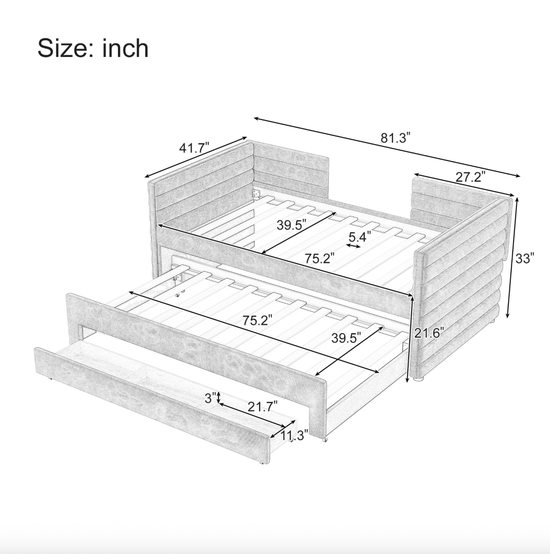 Twin Upholstered Daybed with Storage Drawers – Linen Fabric