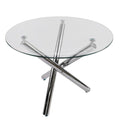 Modern Round Glass Dining Table – Clear Top with Chrome Legs