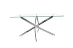 Stella Rectangular Glass Dining Table – Clear Top with Metal Base