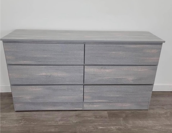 Modern Light Grey Charcoal 6-Drawer Handle-Free Dresser