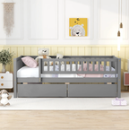 Twin Platform Storage Bed with Headboard & 2 Drawers