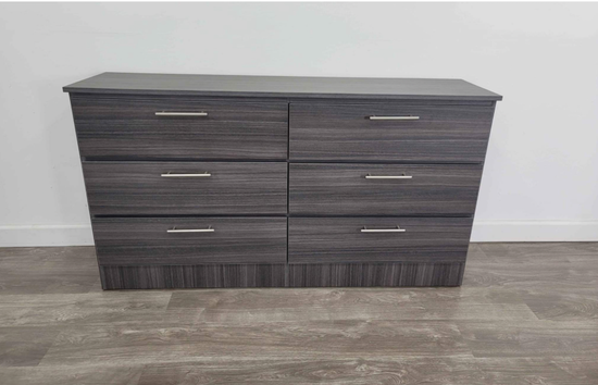 Modern Dark Grey Charcoal 6-Drawer Dresser with Chrome Handles