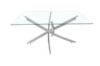 Stella Rectangular Glass Dining Table – Clear Top with Metal Base