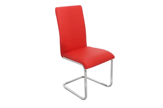 Modern Chrome Cantilever Dining Chairs 2059- Set Of 2