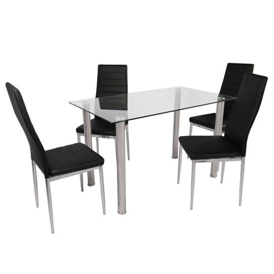 Sophy 5-Piece Modern Rectangular Glass Dining Set