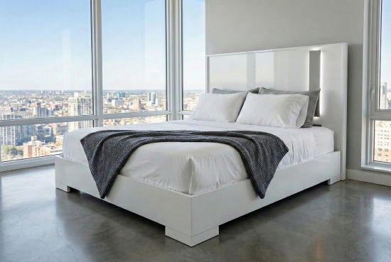 Vienna Bedroom Collection – White Glossy with Light Gray Accent