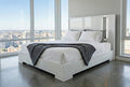 Vienna Bed – White Glossy with Light Gray Accent