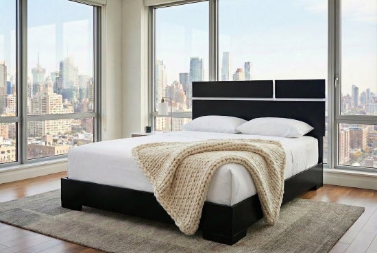 Metro Platform Bed- Black Matte with White Matte Accent