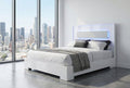 Palermo Bed – White Glossy with Light Gray Accent