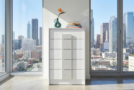 Palermo Chest – White Glossy with Light Gray Accent