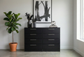 Tokyo Modern 8-Drawer Double Dresser with Chrome Handles- Black