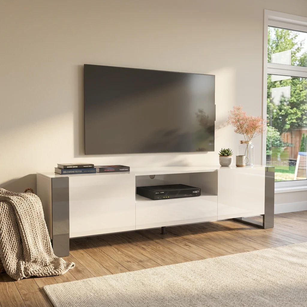 Vesta TV Stand White – Grey