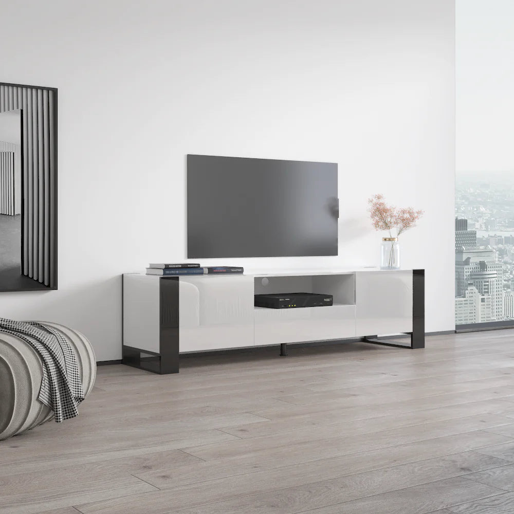 Vesta TV Stand White – Black